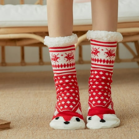 

8 pair Christmas Women Cotton Socks Print Thicker Anti-slip Floor Socks Carpet Socks Color Random