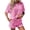 Pink, variant on Women's Striped 2 Piece Outfits Casual Short Sleeve Shirt Tops Knit Shorts Sets Workout Tracksuits Green L