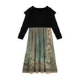 thumbnail image 4 of Abcomgle Girls Maxi Dresses 7-8 Casual Patchwork Ruffle Long Sleeve Maxi Dress Vintage Floral Print Crew Neck Sundresses Tiered Dresses with Pockets,9-10 Years Army Green, 4 of 5