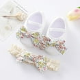 thumbnail image 2 of Infant Baby Girls Crib Shoes Soft Sole Slippers Bow Princess Newborn Dress Wedding Flat Shoes with Headband, 2 of 3