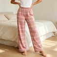 thumbnail image 4 of Ohufall Pajama Pant for Women Plaid Elastic Waist Soft Pant Sleep Lounge Comfort Casual Sleepwear, 4 of 9