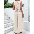 thumbnail image 4 of Women'S 2 Piece Outfits Vest Crew Neck Sleeveless Casual Sets Wide Leg Pants Suits  XXL, 4 of 8