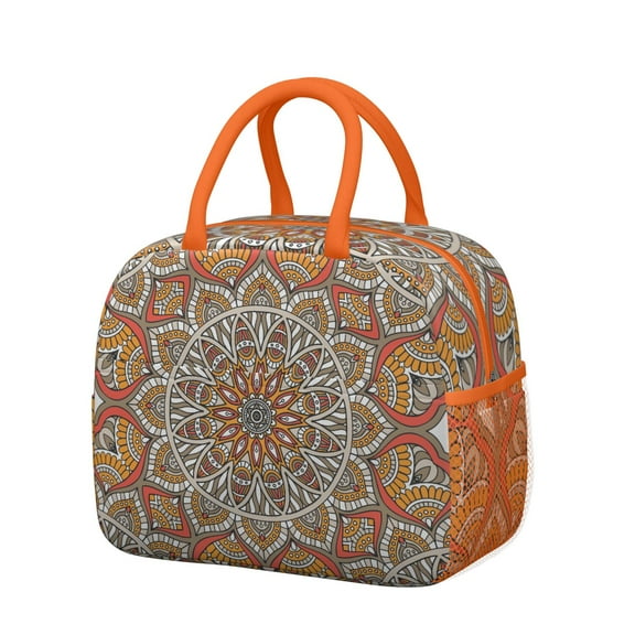 Reusable Mandala Lnsulated Lunch Bag for Women & Men-Leakproof Water-Resistant Cooler Tote,Large Capacity(10.6x8.7x6.3in)for Work,Office,Travel,Picnic,Beach.