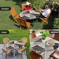 thumbnail image 4 of Black Beige Rhombus Round Tablecloth for 36-44 Inch Tables, Fitted Table Cover with Elastic Edge, Vintage Geometric Art Waterproof Outdoor Table Cloth Protector for Patio Garden Dinner Picnic, 4 of 9