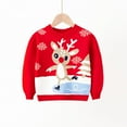 thumbnail image 2 of Tisuna Christmas Girls Sweater Toddler Reindeer Print Long Sleeve Crew Neck Tops Comfortable Loose Autumn Winter Kids Outdoor Wear Red Size 4-5 Years, 2 of 9