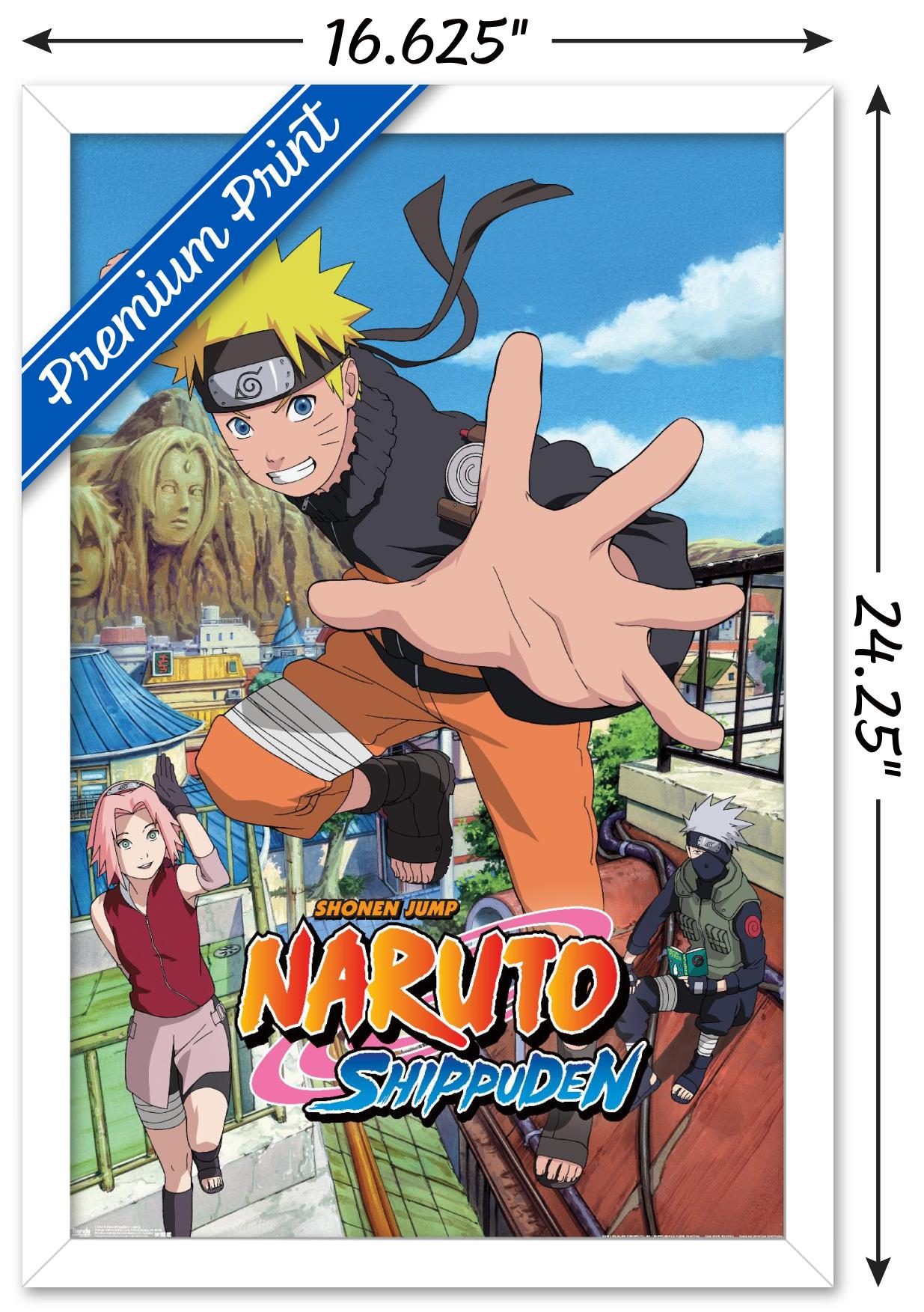 Naruto Shippuden - Jump Wall Poster, 14.725" x 22.375", Framed