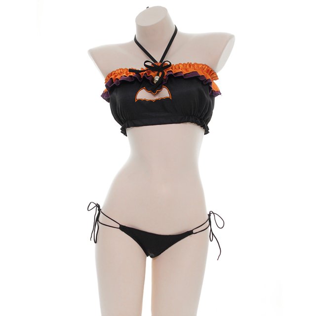 Pijama de bikini de calabaza para mujer Sexy Home Holloween Conjunto de ropa interior cómoda Fridja nalpqowj10533