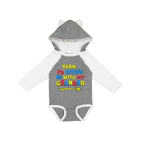 

Inktastic Yeah I d Rather be with My Grandad in Red Yellow and Blue Gift Baby Boy or Baby Girl Long Sleeve Bodysuit