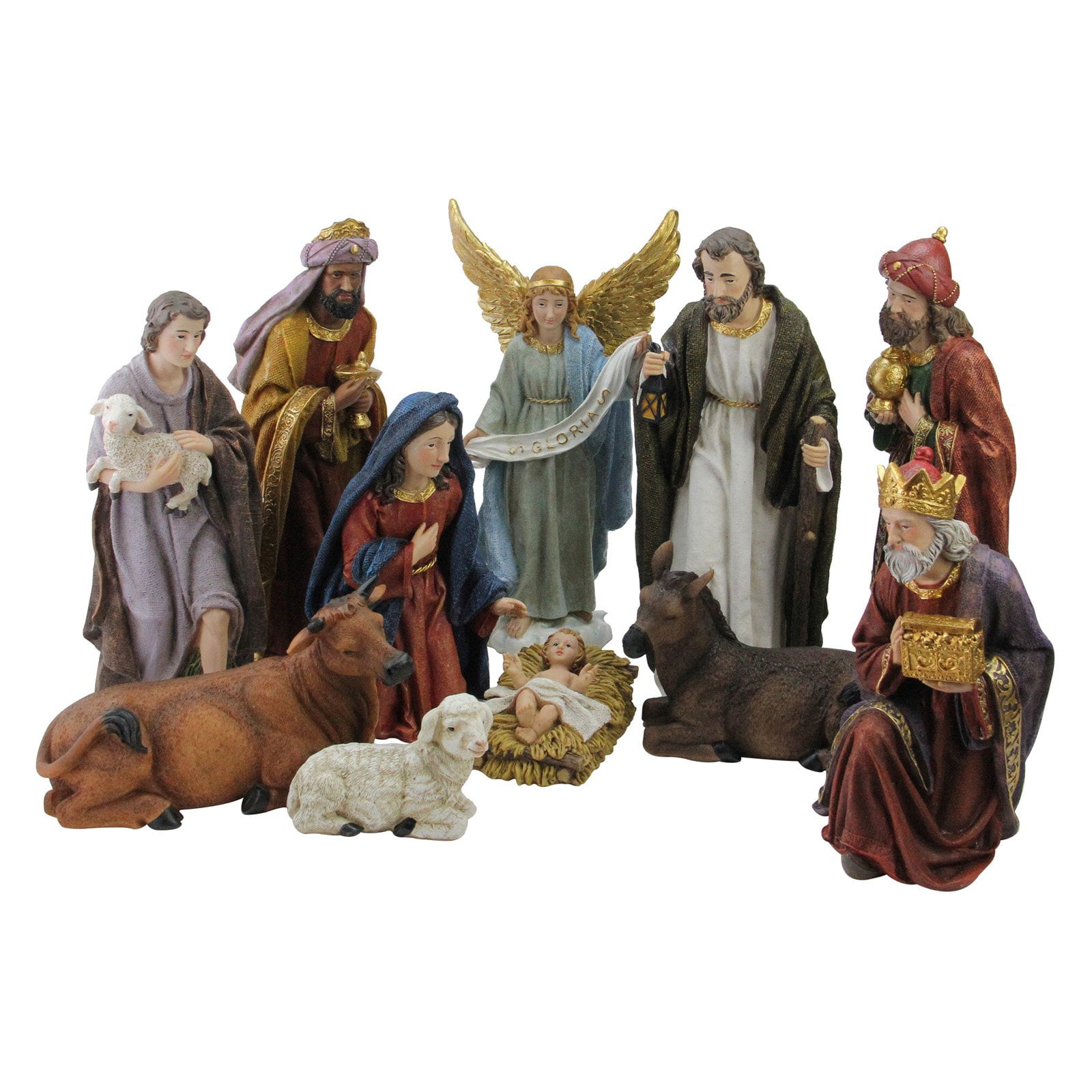 Kurt Adler 9-Inch Porcelain Nativity Figure Tablepiece Set of 9
