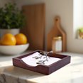 thumbnail image 3 of Decozen Napkin Holder in Solid Wood Brown Finish with Metal ornament in Gold finish, 3 of 9