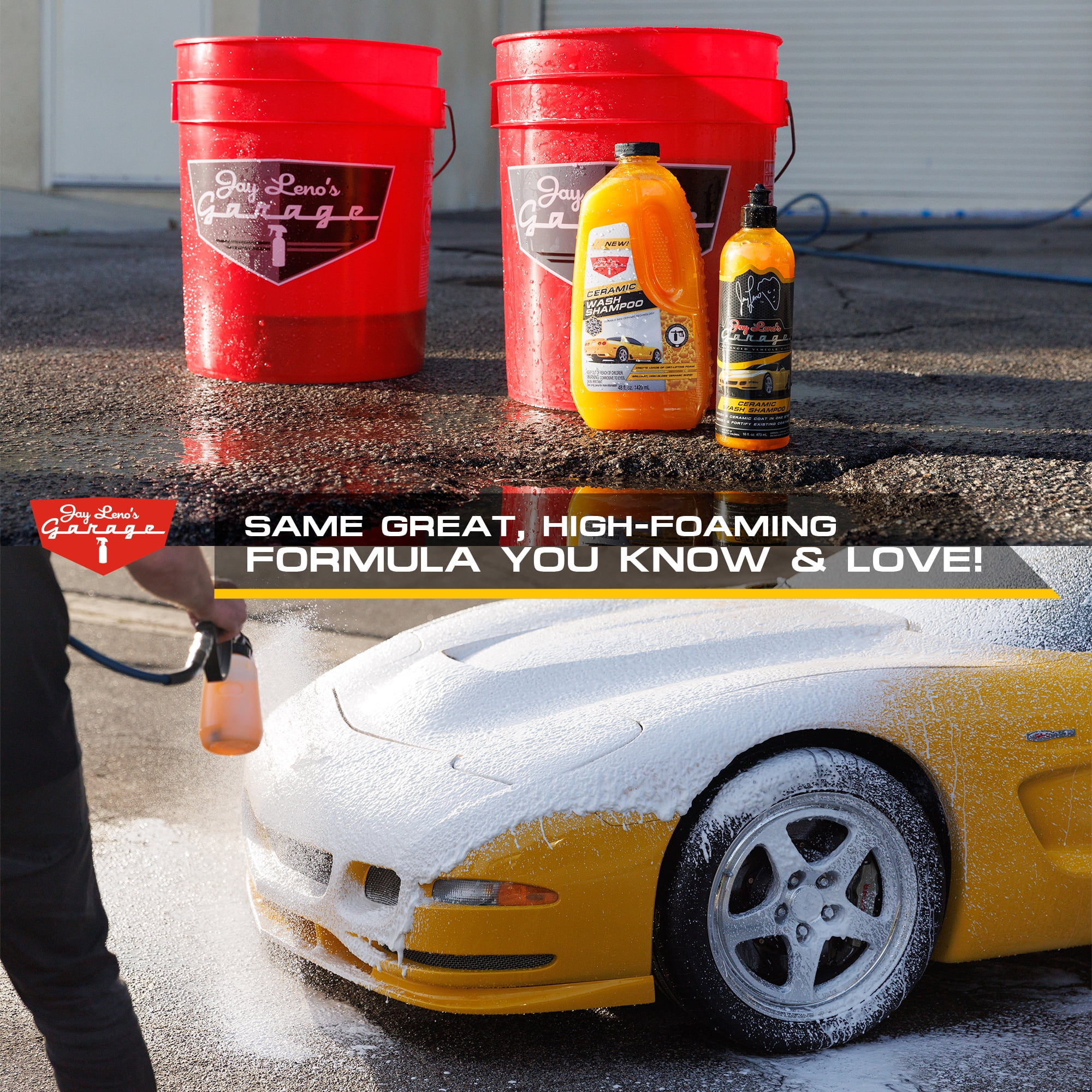 Jay Leno's Garage Complete Detailing Bucket Car Wash Kit - 8-Piece All-in-One Car Care Set