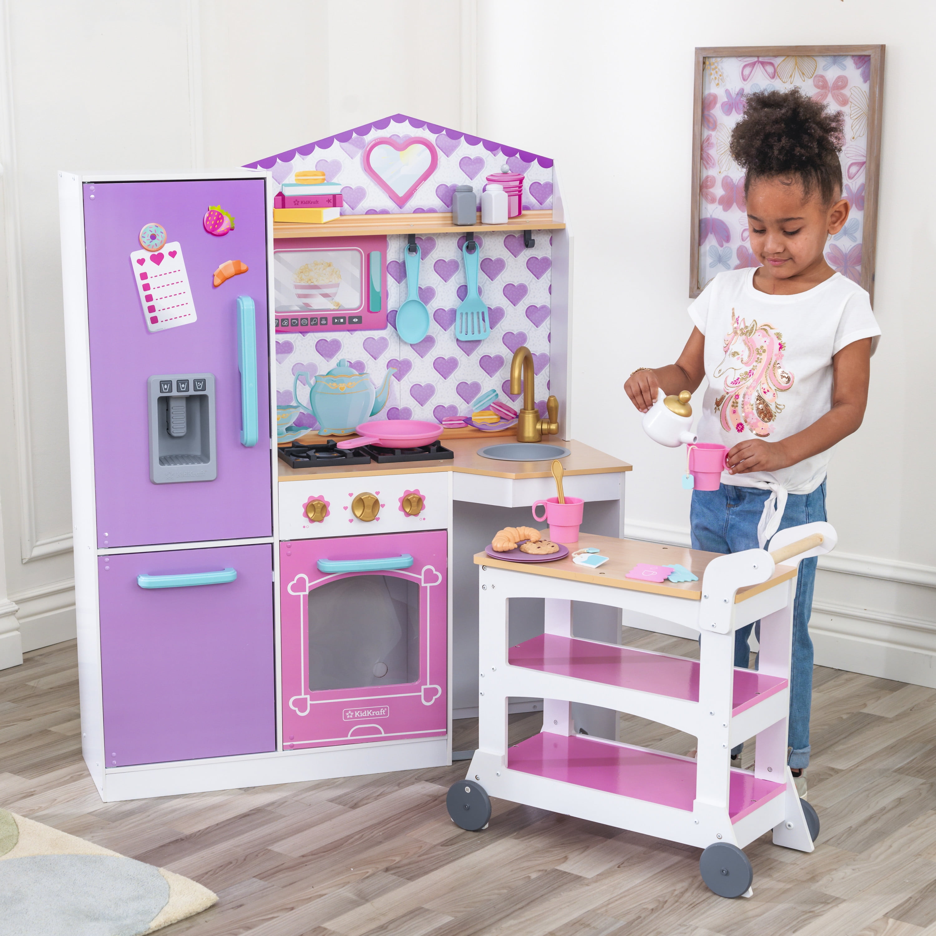KidKraft KidKraft Sweet Snack Time Wooden Cart & Play Kitchen with