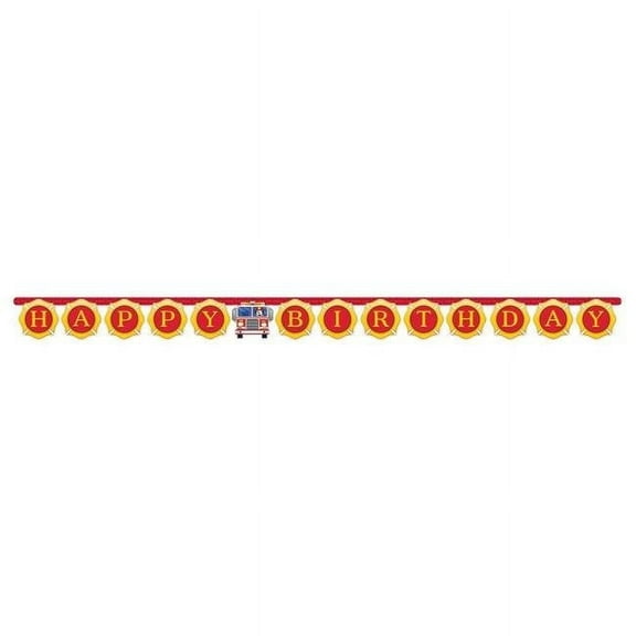 Creative Converting 332206 120 x 6.34 in. Flaming Fire Truck Jointed Banner