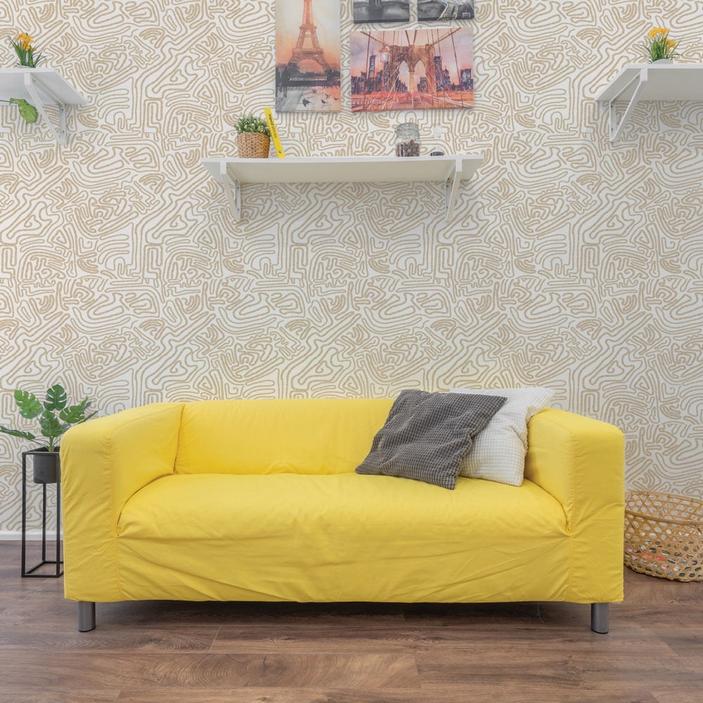 Tempaper Sketch Taupe Peel and Stick Wallpaper, 20.5" x 16.5'