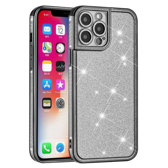 Phone Case for Apple iPhone 11 (6.1") Luxury Chromed Edge Glitter Star Bling Thick TPU Shiny Bling Protective Frame Cover fit iPhone 11 / 6.1" - Black