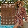 thumbnail image 5 of Renewold Swimsuit Coverup for Women Beach Cover Up Button Down Shirt Long Sleeve Soft Comfy Resort Wear for Vacation Seaside Beach Tops, Vintage Paisley Floral Print Brown, 3XL, 5 of 7