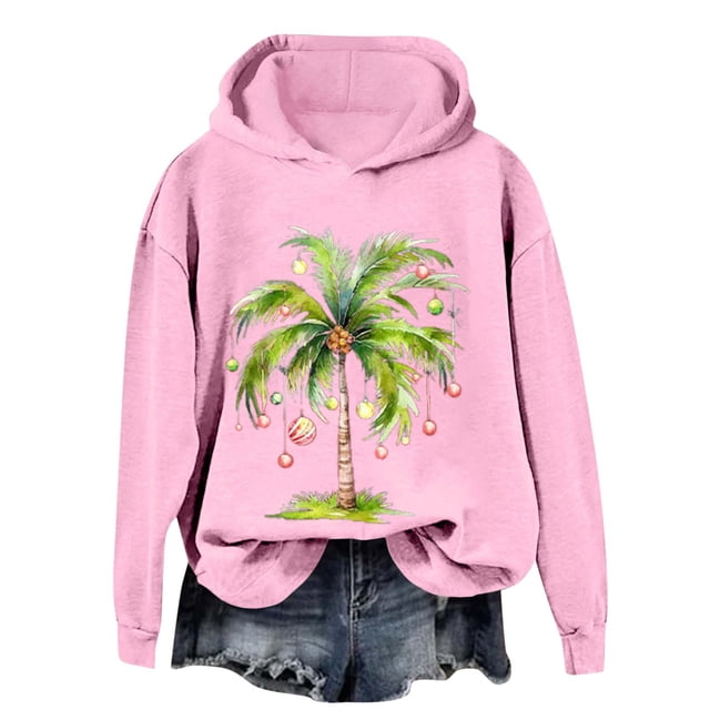 WILLBEST Sudadera Oversize para Mujer con Estampado Navideño, Sudadera con Capucha, Tops con Capucha, Estampados Bonitos, Ligera, Estilo Pullover X-Grande