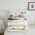 thumbnail image 5 of Japanese Style Comforter Set Queen Traditional Ink Painting Bedding Set, Country Mountain Tree Bedding Comforter Sets Exotic Oriental Style Duvet Sets, Black Beige Quilted Comforter 3pcs, 5 of 6