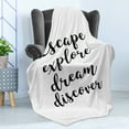 thumbnail image 4 of Explore Soft Flannel Fleece Throw Blanket, Hand Drawn Brush Calligraphy Words Escape Explore Dream Discover Lettering, Cozy Plush for Indoor and Outdoor Use, 50" x 70", Black and White, by Ambesonne, 4 of 5