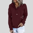 thumbnail image 2 of Towmus Casual Long Sleeve Button V Neck Pullover Sweatshirts for Women Fashion Fall Sweatshirt Solid Color Shirts, 2 of 5