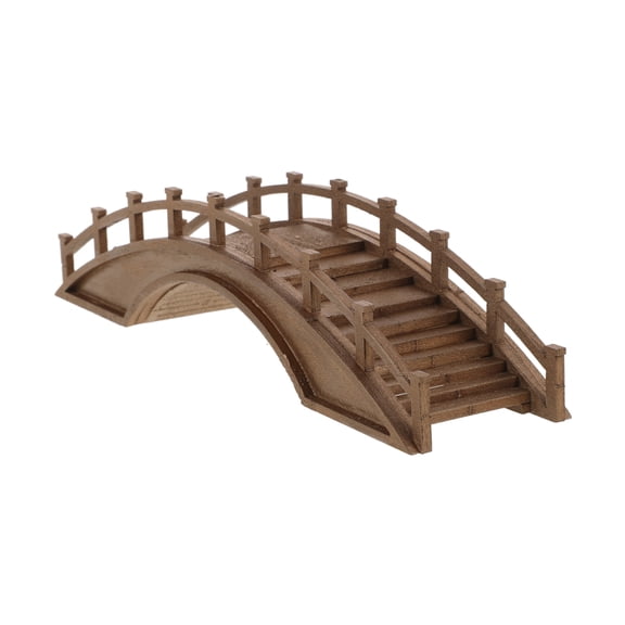 FRCOLOR Landscaping Decor Miniature Wood Arch Bridge Figurine Coffee Wood 1 Pcs