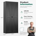 thumbnail image 3 of SOLAURA 63" H Farmhouse Metal Kitchen Pantry Cabinet, Pantry Storage Cabinets with 2 Barn Doors and 4 Adjustable Shelves for Kitchen, Living Room, Bedroom, Dining Room, Home(Black), 3 of 8