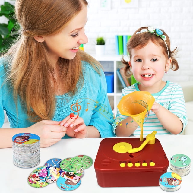 Fiudx Ofertas relámpago Fonógrafo para niños Máquina de aprendizaje automático de educación temprana Ilustración para bebé Juguetes educativos Grabación por Bluetooth Versión en inglés multifunción