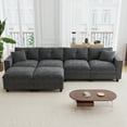 thumbnail image 2 of Modern U Shaped Sectional Sofa, 6 Seaters Chenille Upholstered Modular Couch With Movable Ottomans For Living Room Office, 2 of 12