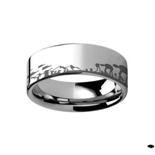 Titanium Hoth Battle Star Wars Alliance Galactic Imperial Invasion ATAT ATST Engraved Ring - 6mm - 8mm
