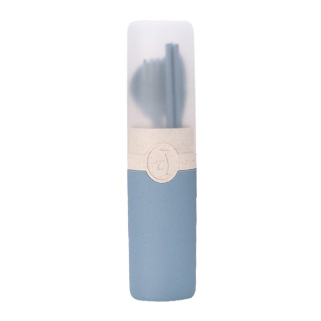 Cuchara de paja de trigo, tenedores, palillos, cuchillo, vajilla, juegos de cubiertos (azul) Ehuebsd Libre de BPA