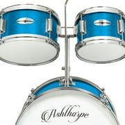 Ashthorpe 5-Piece Kids Drum Set with Brass Cymbals and Throne, Complete Junior Beginner Drum Kit - Blue