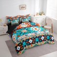 thumbnail image 3 of jejeloiu Southwestern Aztec Geometric 7 Pieces Bedding Comforter Set,Abstract Boho Flower Full Bedding Set For Girls Boys Reversible, 3 of 8