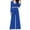 Blue, variant on Lenpel Women's 2 Piece Outfits Long Sleeve Crossover V Neck Crop Top High Waited Wide Leg Pants Fashion Streetwear Set