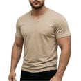 thumbnail image 2 of Men's V Neck T Shirts Casual Stylish Stretch Short Sleeve T Shirts Summer Breathable Lightweight Regular Fit Lounge Tees Complexion S, 2 of 5