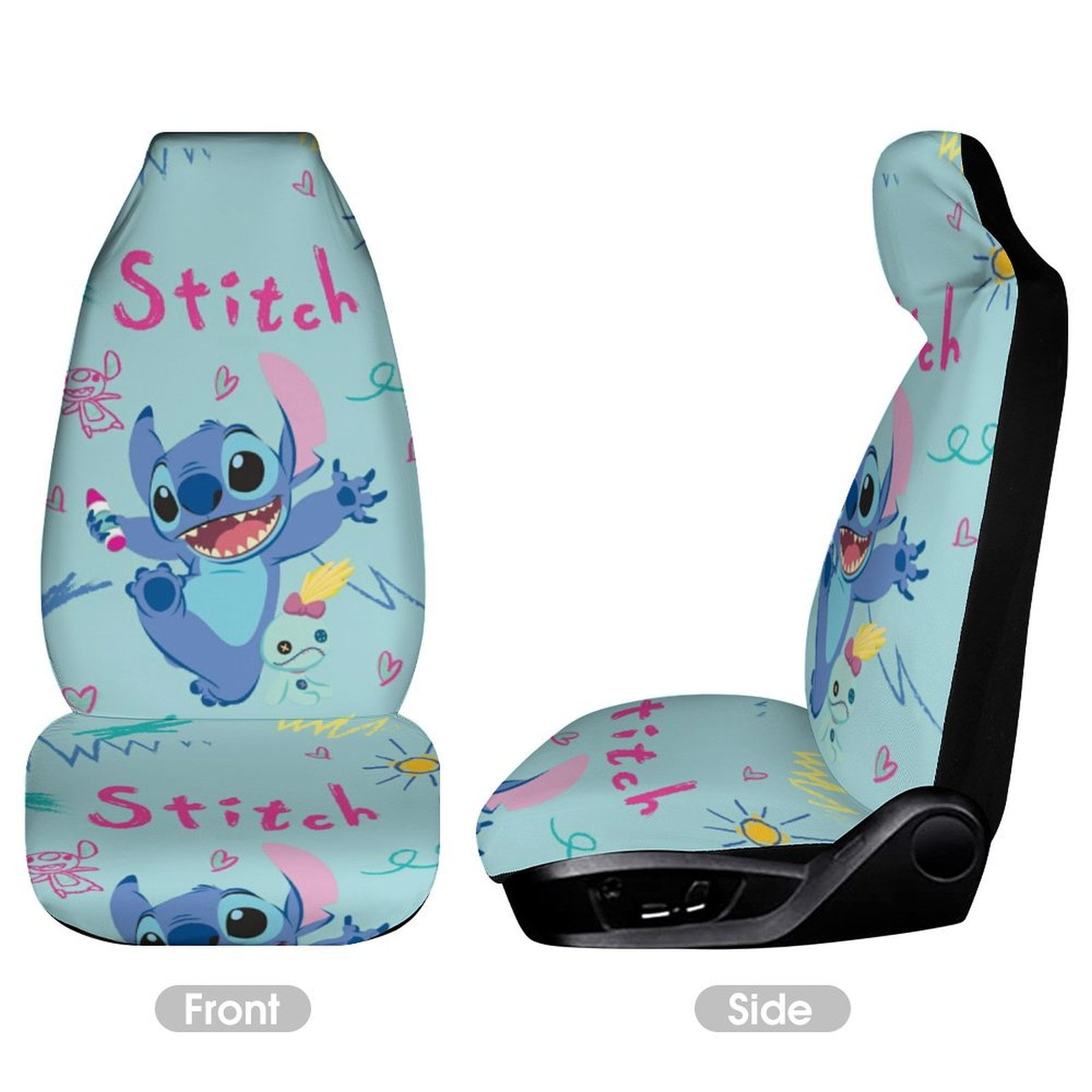 Cartoon Car Front Seat Covers Vehicle Seat Protector Car Mat Covers Fit Most Cars for Pet Lover 2PCS