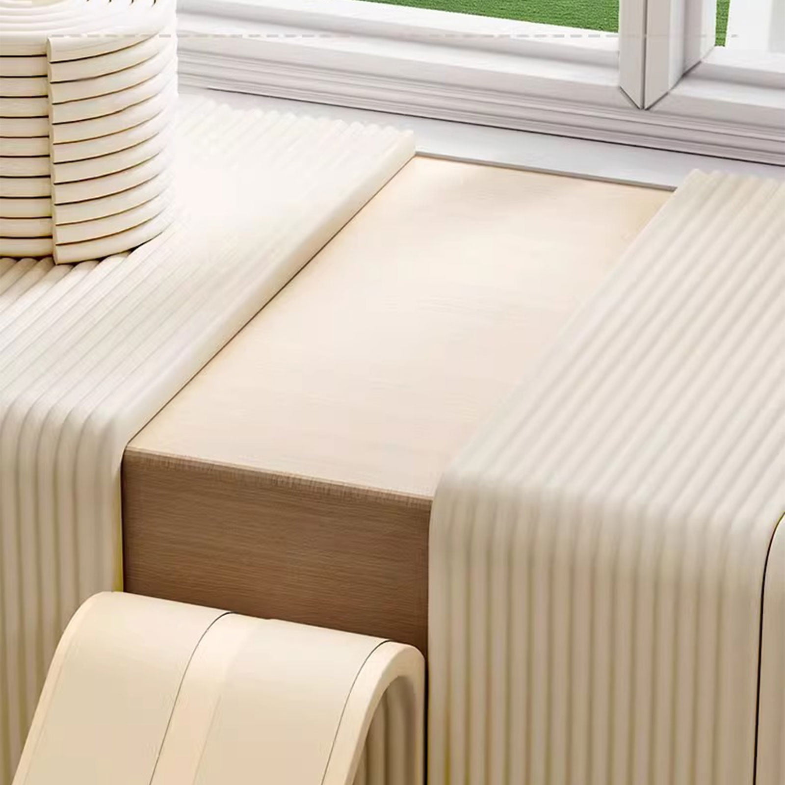 7.8 x 78 Inch Anti Collision Wall Padding Padded Panels 3D Self Adhesive DIY Headboard for Playroom Bedroom Living Room Corner Guards Soft High Elasticity Foam Pads -1 Roll