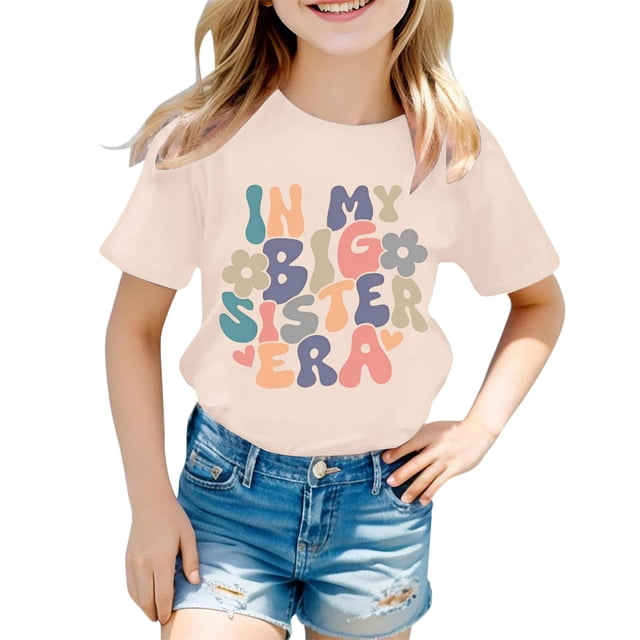 Mode Décontractée pour Filles T-Shirt à Manches Courtes Col Rond Lettre