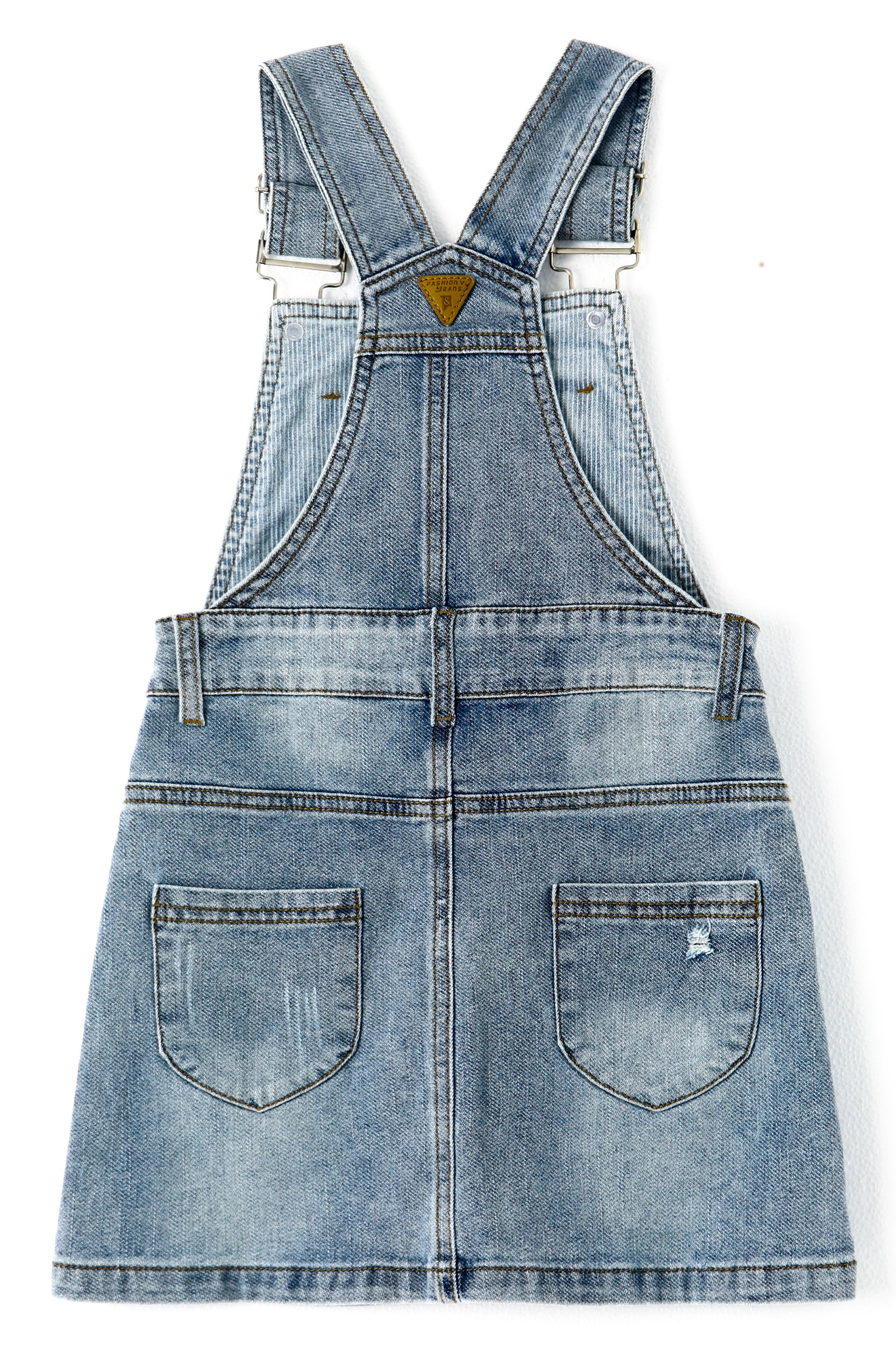 KIDSCOOL SPACE Girls Denim Skirts,Baby Girls Ripped Soft Stretchy Jeans Overall Dress,Light Blue,6-9 Months