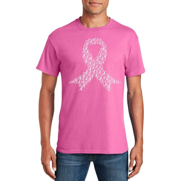 Breast Cancer Awareness Men Pink Ribbon Heart Motivational T-shirt (Size M)