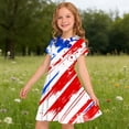 thumbnail image 6 of Amidoa Girl Dresses 4th of July Swing A-Line Short Sleeve Dress Casual Summer Sundress for Kids Multicolor Size 5T, 6 of 9
