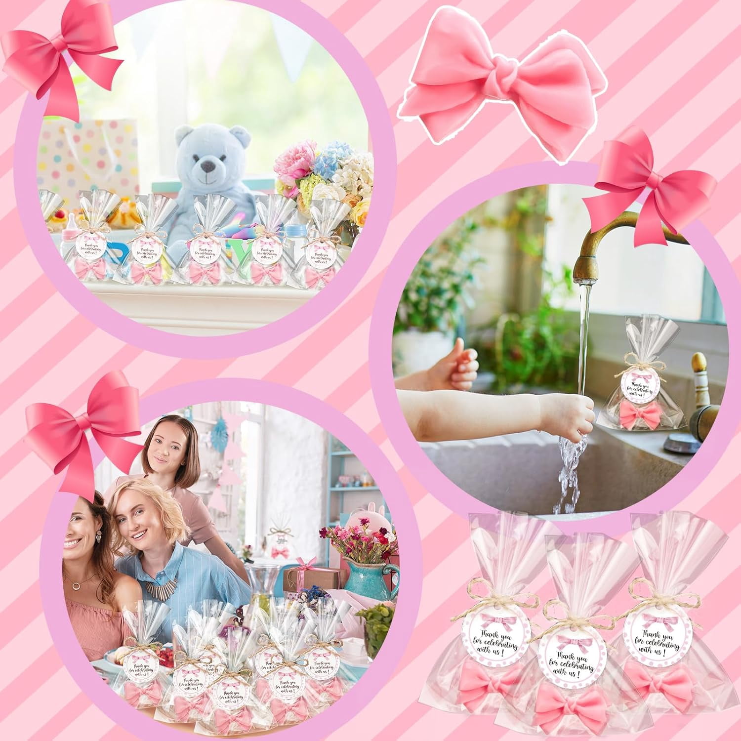 40 Sets Pink Bow Baby Shower Soap Favors Girl for Guests Coquette Cute Soap Favors Baby Shower Return Gifts Bulk with Bags Twines Thanks Tags for Girl Birthday Gender Reveal