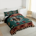 thumbnail image 3 of Homewish Western Boho Aztec Full Size Comforter Sets for Men, Rustic Mandala Hippie Bedding Comforter Set, Dark Green Abstract Reversible Bedding Sets, Super Cozy Room Decor, 3pcs, 3 of 8