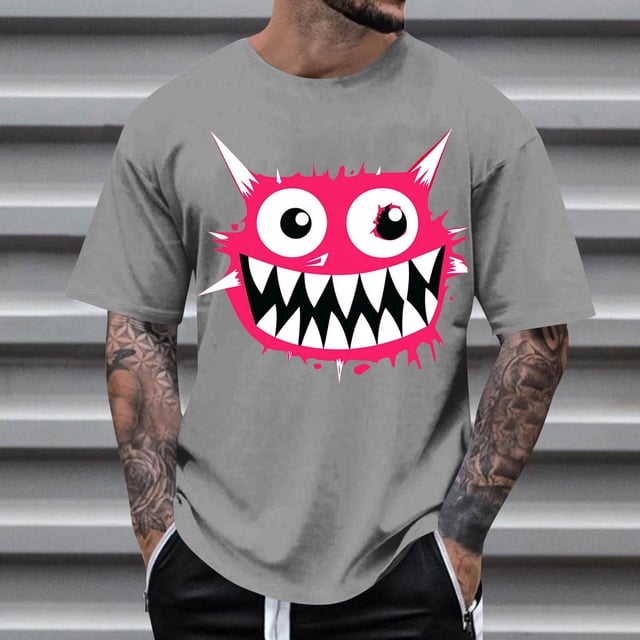 Blusas y camisas de manga corta con cuello redondo para hombre, blusas casuales de verano a la moda con cuello redondo y estampado para hombre.