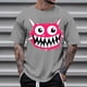 thumbnail image 1 of Blusas y camisas de manga corta con cuello redondo para hombre, blusas casuales de verano a la moda con cuello redondo y estampado para hombre., 1 of 4