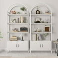 thumbnail image 6 of Jehiatek Arched Bookshelf, Bookcase with Doors Storage, 71 Inches Tall Industrial Book Shelf with Sturdy Metal Frame, E1 Quality Boards, Freestanding Display Shelving Unit, White, 6 of 14