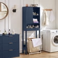 thumbnail image 7 of LELELINKY Over The Toilet Storage Cabinet with Rattan Sliding Door, 68" Tall Wood Bathroom Organizer with Adjustable Shelf for Small Spaces, Blue, 7 of 7