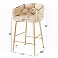 thumbnail image 4 of 28'' Modern Beige Counter Stool Set of 2 - Iron Frame with Soft Back & Cushion & Footrest, 4 of 16