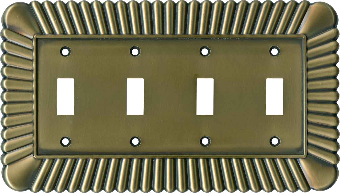 Brainerd French Tassel Antique Brass 4 Toggle Light Switch Covers