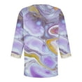 thumbnail image 5 of Women's Summer Clothes Spring Elegant Shirts Tie Dye Floral Print Y2K Tops Dressy Casual Lace V Neck Blouse Fashion 2024 Vintage 3/4 Sleeve Tunic Tops for Lady Loose Fit Flowy Purple T Shirts M, 5 of 5