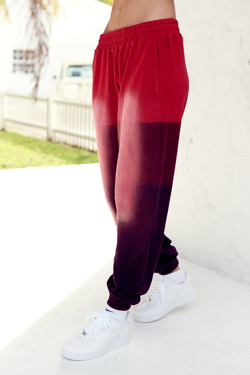 YDX Supurb Comfort Womens Sweatpants Loungewear Dip Tie Dye Faded Look Red Dip Dye Medium